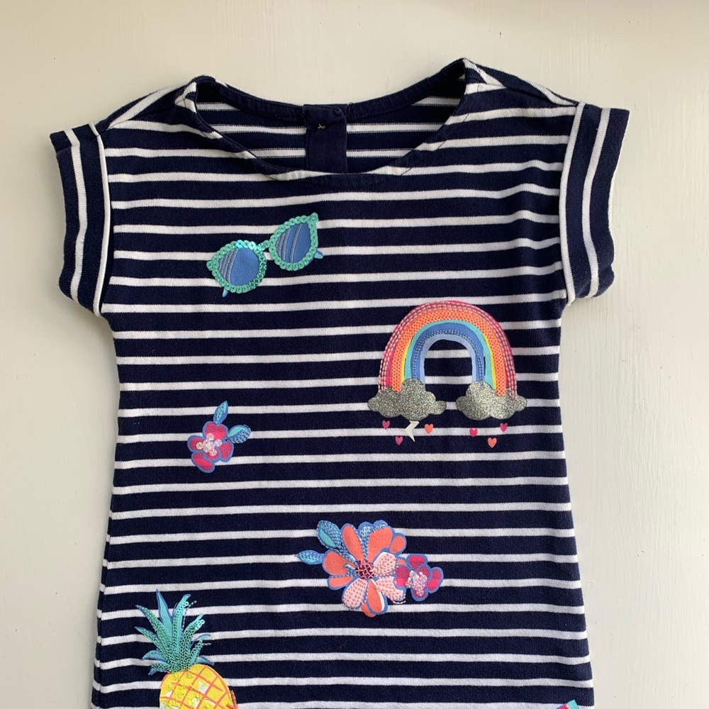 Navy and white striped dress.